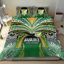 Cook Islands Rugby League Bedding Set Avaiki Tatau Tribal Motifs Black Color LT03