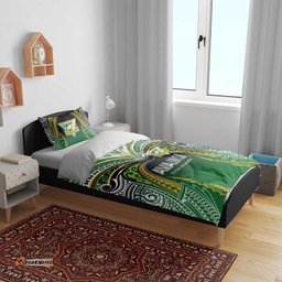 Cook Islands Rugby League Bedding Set Avaiki Tatau Tribal Motifs Black Color LT03