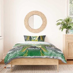 Cook Islands Rugby League Bedding Set Avaiki Tatau Tribal Motifs Black Color LT03