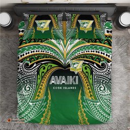 Cook Islands Rugby League Bedding Set Avaiki Tatau Tribal Motifs Black Color LT03