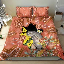 Australia Tawny Frogmouth Bedding Set Golden Wattle Banksia Aboriginal Art LT14