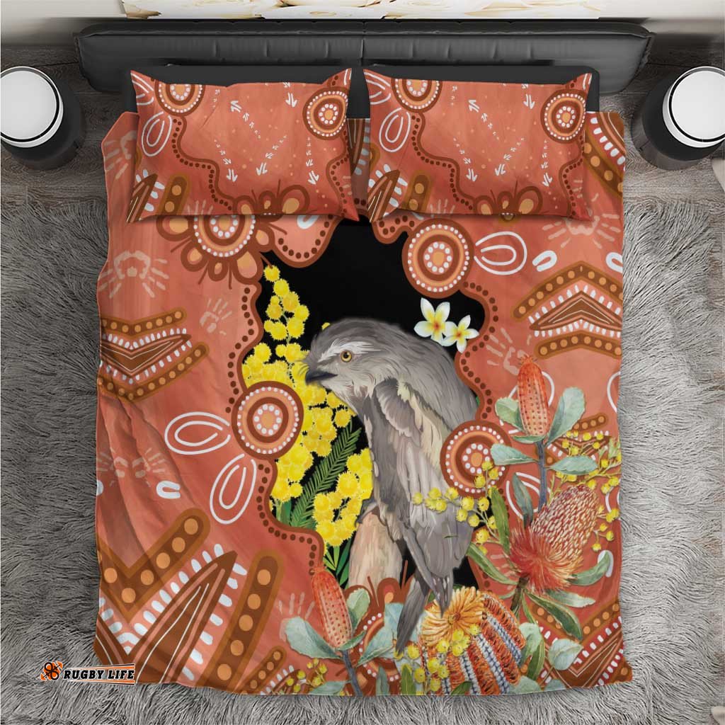 Australia Tawny Frogmouth Bedding Set Golden Wattle Banksia Aboriginal Art LT14