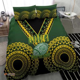 Avaiki Cook Islands Rugby Bedding Set Kuki Airani Tatau Black LT14