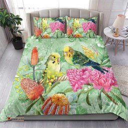 Birds and Floral Aussie Budgerigars Bedding Set Mint Opal LT7