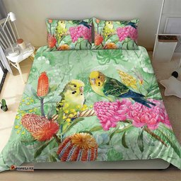 Birds and Floral Aussie Budgerigars Bedding Set Mint Opal LT7