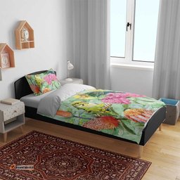 Birds and Floral Aussie Budgerigars Bedding Set Mint Opal LT7