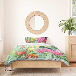 Birds and Floral Aussie Budgerigars Bedding Set Mint Opal LT7