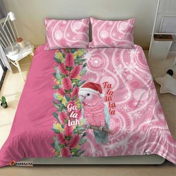 Australia Pink Galah Christmas Bedding Set Falalalala Galalah Bottlebrush Aboriginal Art LT14