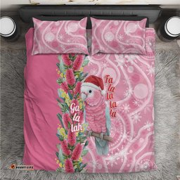 Australia Pink Galah Christmas Bedding Set Falalalala Galalah Bottlebrush Aboriginal Art LT14