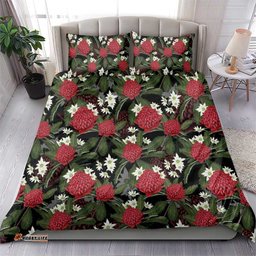 Australia Waratah Flannel Flower Bedding Set Aussie Native Flowers Seamless Stylized LT14
