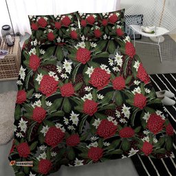 Australia Waratah Flannel Flower Bedding Set Aussie Native Flowers Seamless Stylized LT14