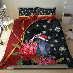 Australia Palm Cockatoo Christmas Bedding Set Probosciger Aterrimus Waratah Merry Chrissie LT14