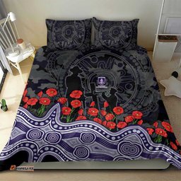 Fremantle Dockers ANZAC Day Bedding Set Indigenous Dot Art with Poppy Flower Tribute TS04