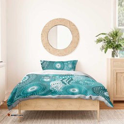 NAIDOC Deadly 50 Years Bedding Set Jellyfish Aboriginal Culture Inspired Turquoise LT9