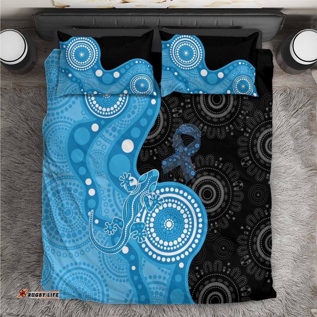 Australia Autism Awareness Month Bedding Set Indigenous Lizard With Blue Ribbon LT14