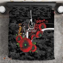 Collingwood Magpies ANZAC Personalised Bedding Set Lest We Forget Poppy Camo LT9