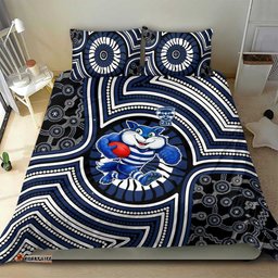 Geelong Cats Bedding Set Indigenous Monochrome Dot Art Mascot Style TS04