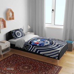 Geelong Cats Bedding Set Indigenous Monochrome Dot Art Mascot Style TS04