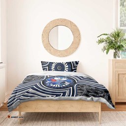 Geelong Cats Bedding Set Indigenous Monochrome Dot Art Mascot Style TS04