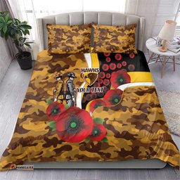 Hawthorn Hawks ANZAC Personalised Bedding Set Lest We Forget Poppy Camo LT9