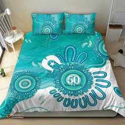 NAIDOC Week 2026 Bedding Set 50 Years Deadly Dhari Cyan Aboriginal Art LT14