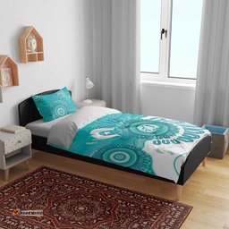 NAIDOC Week 2026 Bedding Set 50 Years Deadly Dhari Cyan Aboriginal Art LT14
