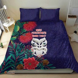Maori Wheku Meri Kirihimete Personalised Bedding Set All Blue Indigenous Maori Motif LT9