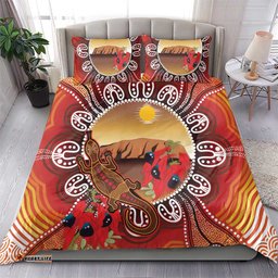 Indigenous Goanna Australia Bedding Set Aussie Uluru Ayers Rock Sturt's Desert Pea LT14