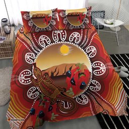 Indigenous Goanna Australia Bedding Set Aussie Uluru Ayers Rock Sturt's Desert Pea LT14