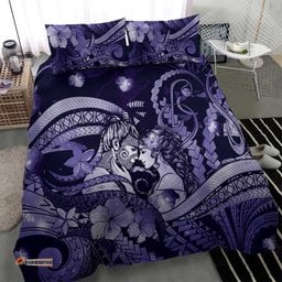 Maori Romantic Valentine Bedding Set The Hongi Kiss Purple Galaxy DT05
