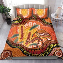Indigenous Emu Australia Bedding Set Australian Bottlebrushes Aboriginal Art Proud LT14