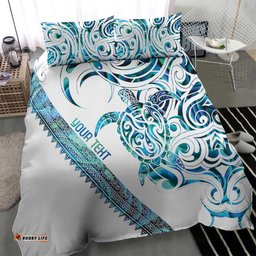 Kahui Whetu Paua shell Kowhaiwhai Taniko Personalised Bedding Set Turtle Tattoo Maori Tribal Style LT9