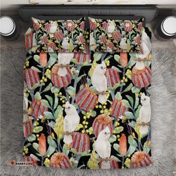 Little Corella Australia Cockatoo Bedding Set Cacatua Sanguinea Banksia Seamless Black LT14