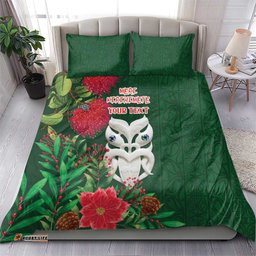 Maori Wheku Meri Kirihimete Personalised Bedding Set All Green Indigenous Maori Motif LT9