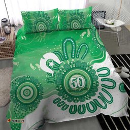 NAIDOC Week 2026 Bedding Set 50 Years Deadly Dhari Green Aboriginal Art LT14