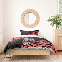 New Zealand 1840 Waitangi Day Bedding Set Aotearoa Haka Mask - Red Version LT14