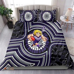 Fremantle Dockers Bedding Set Indigenous Monochrome Dot Art Mascot Style TS04