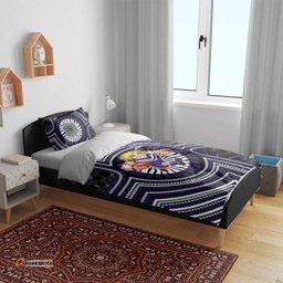 Fremantle Dockers Bedding Set Indigenous Monochrome Dot Art Mascot Style TS04