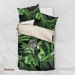 Maori Romantic Valentine Bedding Set The Hongi Kiss Green Galaxy DT05