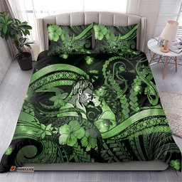 Maori Romantic Valentine Bedding Set The Hongi Kiss Green Galaxy DT05