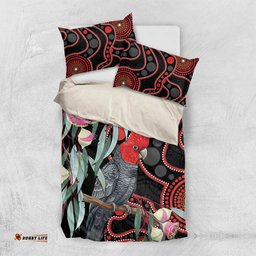 Gang-gang Cockatoo Australia Bedding Set Eucalyptus Blossoms Aboriginal Art LT14