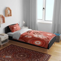 NAIDOC Deadly 50 Years Bedding Set Jellyfish Aboriginal Culture Inspired Red LT9