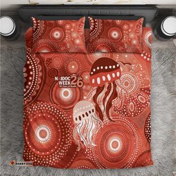 NAIDOC Deadly 50 Years Bedding Set Jellyfish Aboriginal Culture Inspired Red LT9