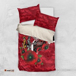 Essendon Bombers ANZAC Personalised Bedding Set Lest We Forget Poppy Camo LT9