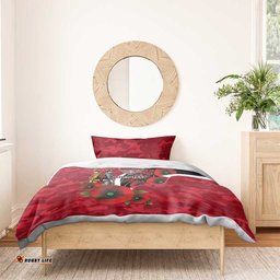 Essendon Bombers ANZAC Personalised Bedding Set Lest We Forget Poppy Camo LT9