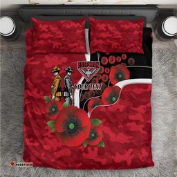 Essendon Bombers ANZAC Personalised Bedding Set Lest We Forget Poppy Camo LT9