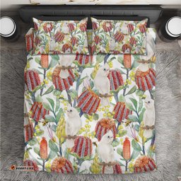 Little Corella Australia Cockatoo Bedding Set Cacatua Sanguinea Banksia Seamless White LT14
