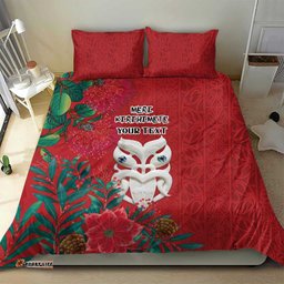 Maori Wheku Meri Kirihimete Personalised Bedding Set All Red Indigenous Maori Motif LT9