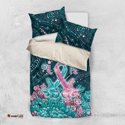 Hereditary Cancer Awareness Bedding Set Hope Ribbon With Aussie Teal Duncan Coral DT05