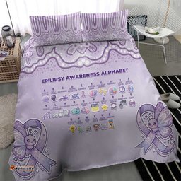 Epilepsy Awareness Alphabet Bedding Set Purple Ribbon Butterfly Cute Style DT05